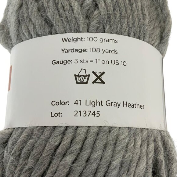 Valley Yarns Berkshire Bulky Yarn Light Gray Heather No 41 Wool & Alpaca 108 yds - Picture 4 of 5